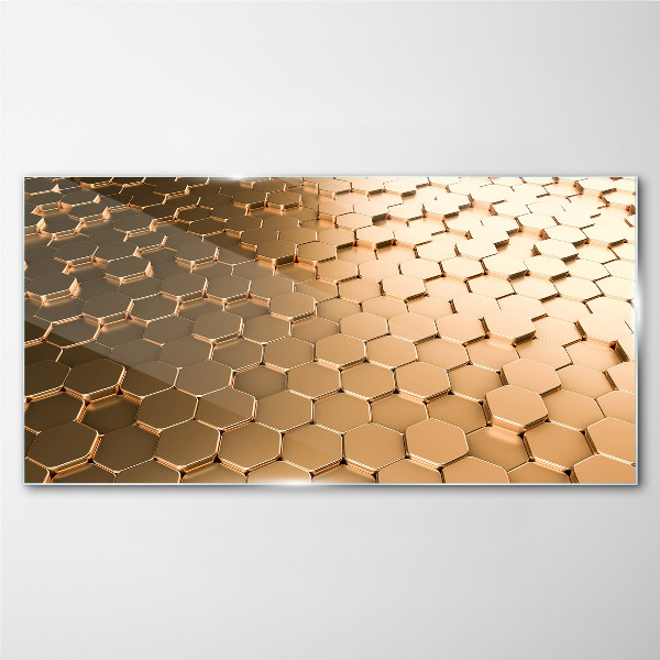 Tableau photo sur verre Hexagones dorés sur verre