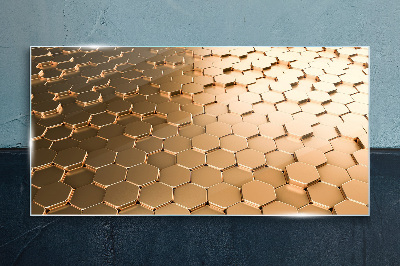 Tableau photo sur verre Hexagones dorés sur verre