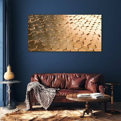 Tableau photo sur verre Hexagones dorés sur verre