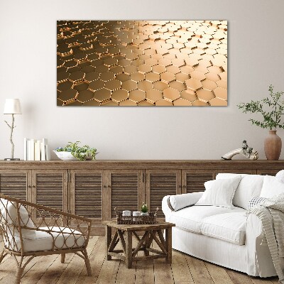 Tableau photo sur verre Hexagones dorés sur verre