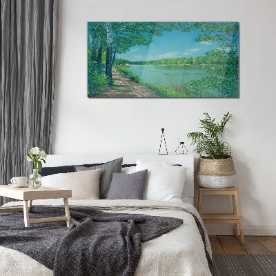 Tableau sur verre Un chemin tranquille au bord de l'eau