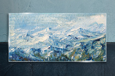 Tableau verre imprimé Paysage de montagne aux nuances de bleu