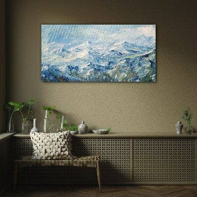 Tableau verre imprimé Paysage de montagne aux nuances de bleu