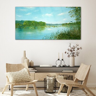 Tableau photo sur verre Un paysage paisible au bord de l'eau