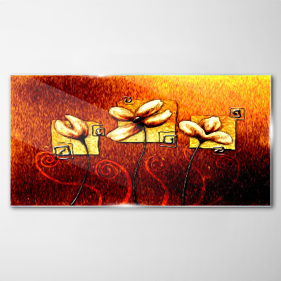 Tableau photo sur verre Fleurs sur fond de feu