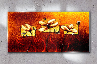 Tableau photo sur verre Fleurs sur fond de feu