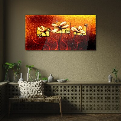 Tableau photo sur verre Fleurs sur fond de feu