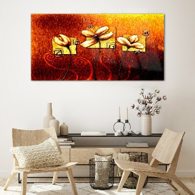 Tableau photo sur verre Fleurs sur fond de feu
