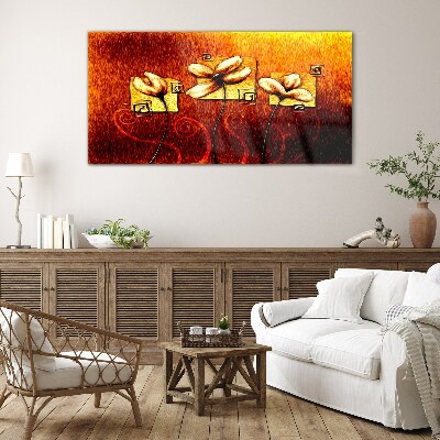 Tableau photo sur verre Fleurs sur fond de feu