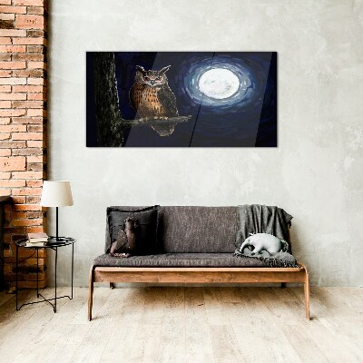 Tableau en verre Chouette au clair de lune