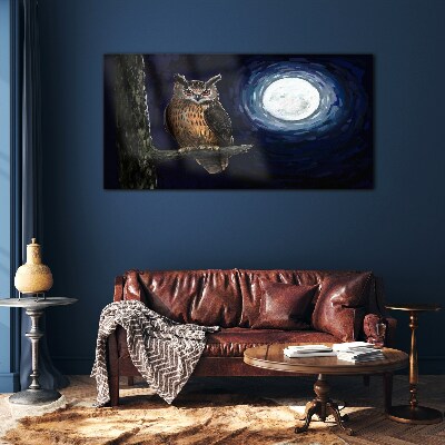 Tableau en verre Chouette au clair de lune