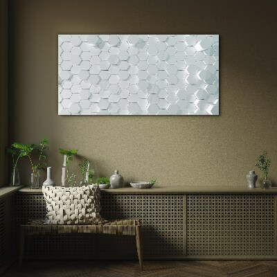Tableau en verre Motif hexagonal dans les tons de gris