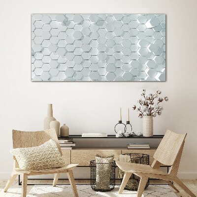 Tableau en verre Motif hexagonal dans les tons de gris