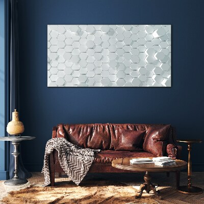 Tableau en verre Motif hexagonal dans les tons de gris