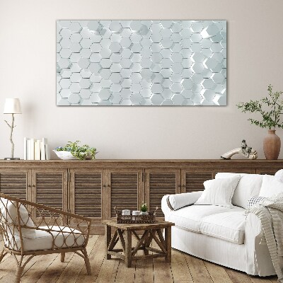 Tableau en verre Motif hexagonal dans les tons de gris