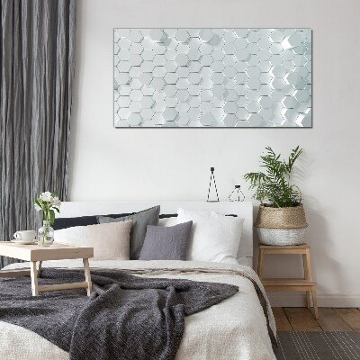 Tableau en verre Motif hexagonal dans les tons de gris