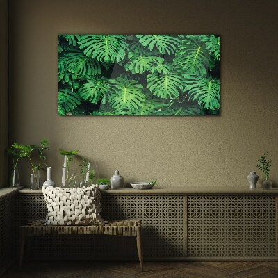Tableau verre imprimé Mosaïque de feuilles tropicales