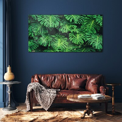 Tableau verre imprimé Mosaïque de feuilles tropicales