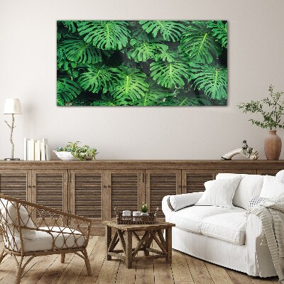 Tableau verre imprimé Mosaïque de feuilles tropicales