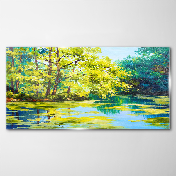Tableau sur verre Paysage d'été au bord du lac