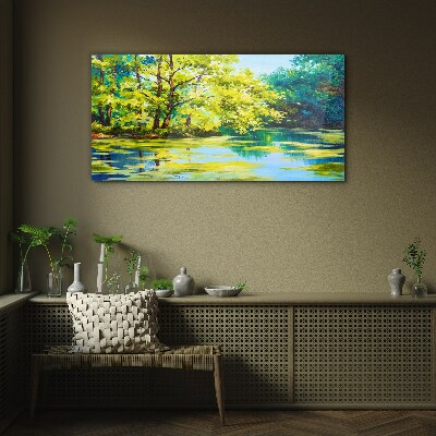 Tableau sur verre Paysage d'été au bord du lac