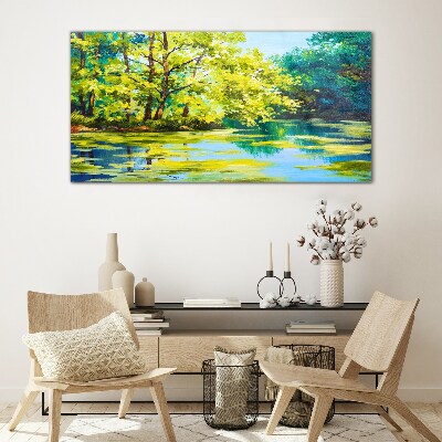 Tableau sur verre Paysage d'été au bord du lac
