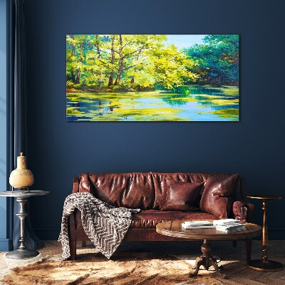 Tableau sur verre Paysage d'été au bord du lac