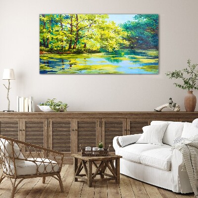 Tableau sur verre Paysage d'été au bord du lac