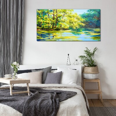Tableau sur verre Paysage d'été au bord du lac