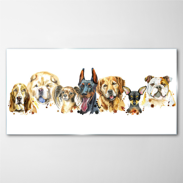 Tableau en verre Amitiés canines en couleurs
