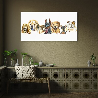 Tableau en verre Amitiés canines en couleurs