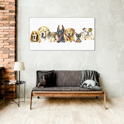 Tableau en verre Amitiés canines en couleurs