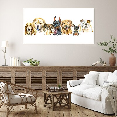 Tableau en verre Amitiés canines en couleurs