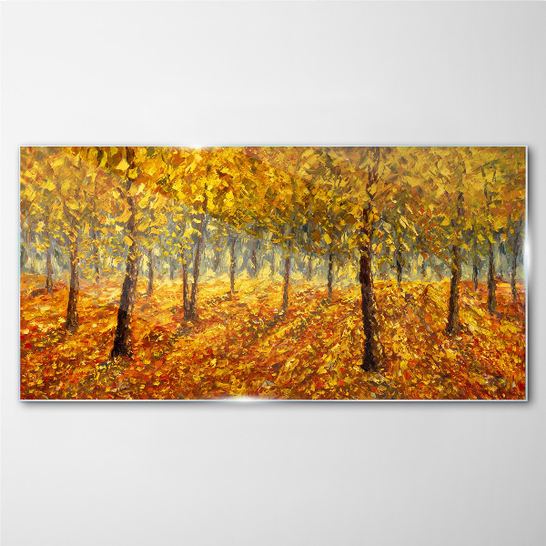 Tableau en verre Forêt dorée dans l'aura d'automne