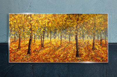 Tableau en verre Forêt dorée dans l'aura d'automne