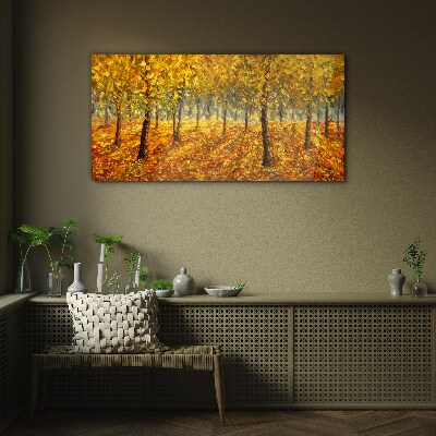 Tableau en verre Forêt dorée dans l'aura d'automne