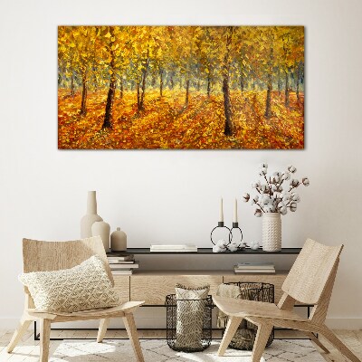 Tableau en verre Forêt dorée dans l'aura d'automne
