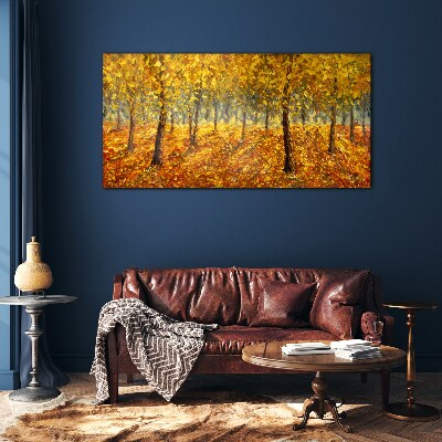 Tableau en verre Forêt dorée dans l'aura d'automne