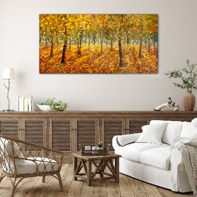 Tableau en verre Forêt dorée dans l'aura d'automne