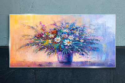 Tableau photo sur verre Un bouquet de fleurs aux couleurs pastel