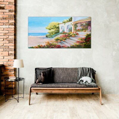 Tableau sur verre Paysage balnéaire d'été