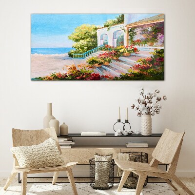 Tableau sur verre Paysage balnéaire d'été