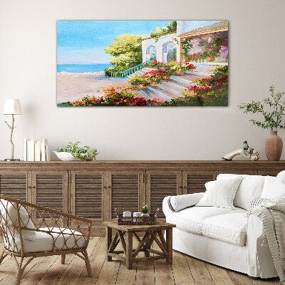 Tableau sur verre Paysage balnéaire d'été