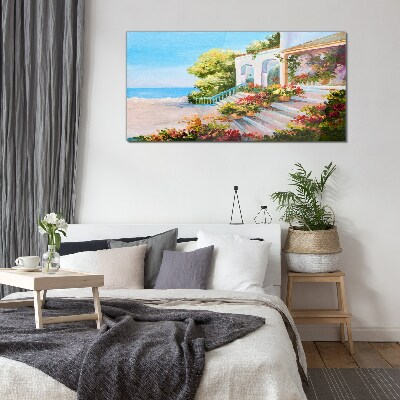 Tableau sur verre Paysage balnéaire d'été