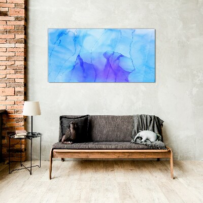Tableau imprimé sur verre Vagues de bleu et de violet