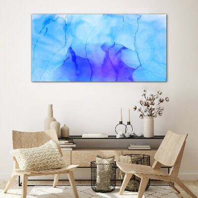Tableau imprimé sur verre Vagues de bleu et de violet