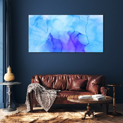 Tableau imprimé sur verre Vagues de bleu et de violet