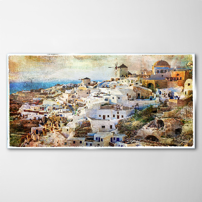 Tableau imprimé sur verre Santorin au soleil