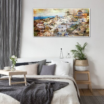 Tableau imprimé sur verre Santorin au soleil
