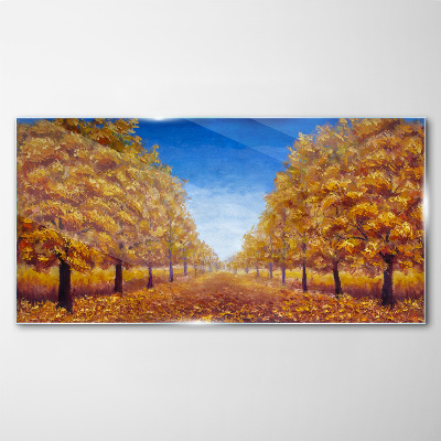 Tableau verre imprimé Ruelles dorées dans le paysage d'automne